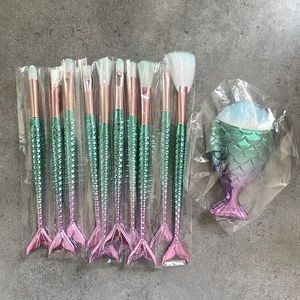 Mermaid 11 piece makeup brush set